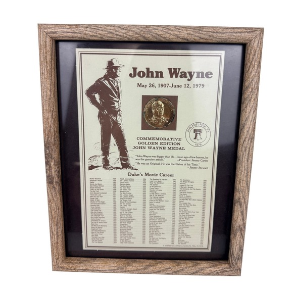 Film Corp. of America Other - Vintage 1979 John Wayne Commemorative Golden Edition Medal Framed